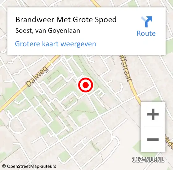 Locatie op kaart van de 112 melding: Brandweer Met Grote Spoed Naar Soest, van Goyenlaan op 31 januari 2022 12:12