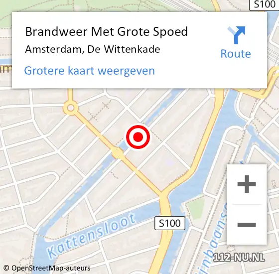 Locatie op kaart van de 112 melding: Brandweer Met Grote Spoed Naar Amsterdam, De Wittenkade op 31 januari 2022 12:17