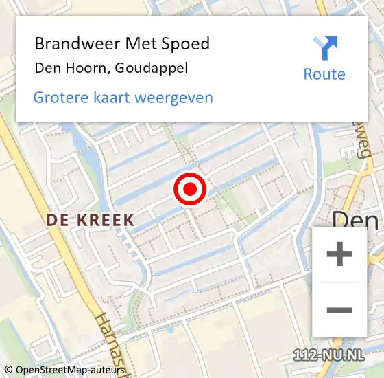 Locatie op kaart van de 112 melding: Brandweer Met Spoed Naar Den Hoorn, Goudappel op 31 januari 2022 12:20