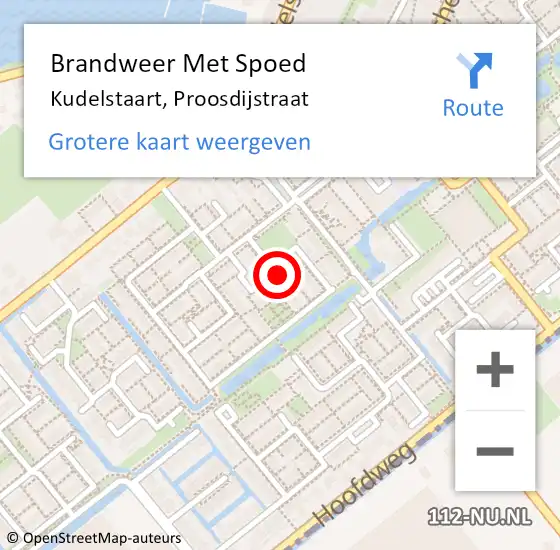 Locatie op kaart van de 112 melding: Brandweer Met Spoed Naar Kudelstaart, Proosdijstraat op 31 januari 2022 12:24