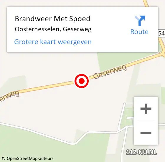 Locatie op kaart van de 112 melding: Brandweer Met Spoed Naar Oosterhesselen, Geserweg op 6 juli 2014 23:33