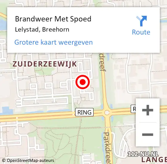 Locatie op kaart van de 112 melding: Brandweer Met Spoed Naar Lelystad, Breehorn op 31 januari 2022 12:42