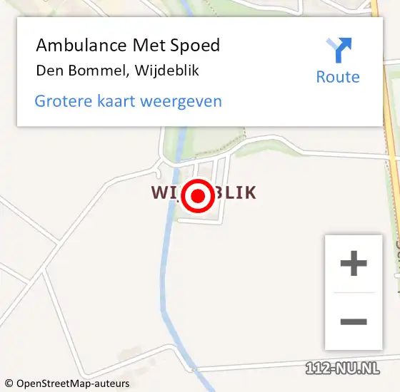 Locatie op kaart van de 112 melding: Ambulance Met Spoed Naar Den Bommel, Wijdeblik op 31 januari 2022 12:48