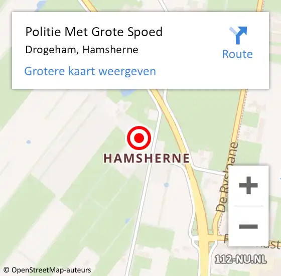 Locatie op kaart van de 112 melding: Politie Met Grote Spoed Naar Drogeham, Hamsherne op 31 januari 2022 12:59