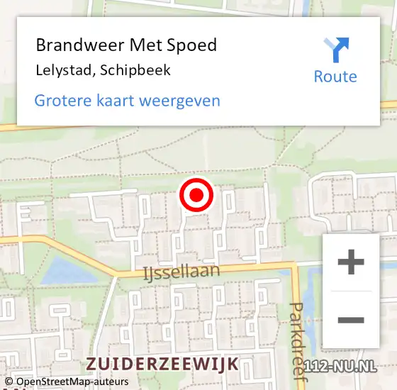 Locatie op kaart van de 112 melding: Brandweer Met Spoed Naar Lelystad, Schipbeek op 31 januari 2022 13:09