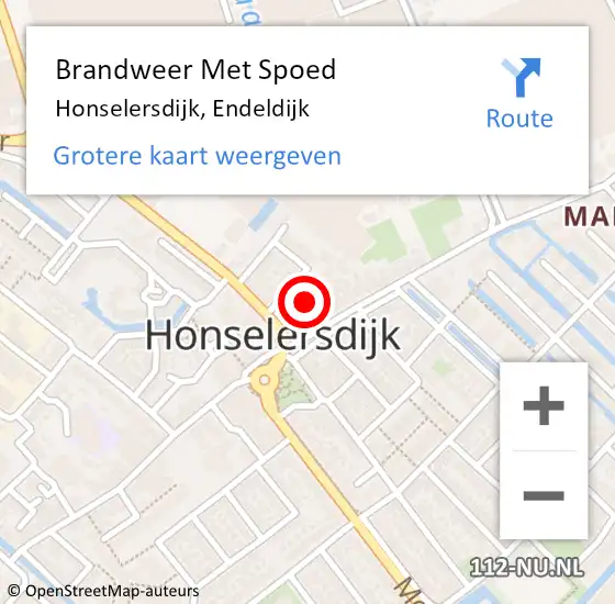 Locatie op kaart van de 112 melding: Brandweer Met Spoed Naar Honselersdijk, Endeldijk op 31 januari 2022 13:16