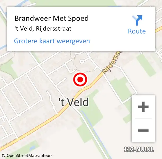 Locatie op kaart van de 112 melding: Brandweer Met Spoed Naar 't Veld, Rijdersstraat op 31 januari 2022 13:17