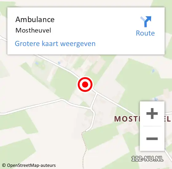Locatie op kaart van de 112 melding: Ambulance Mostheuvel op 6 juli 2014 23:44