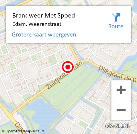 Locatie op kaart van de 112 melding: Brandweer Met Spoed Naar Edam, Weerenstraat op 31 januari 2022 13:24