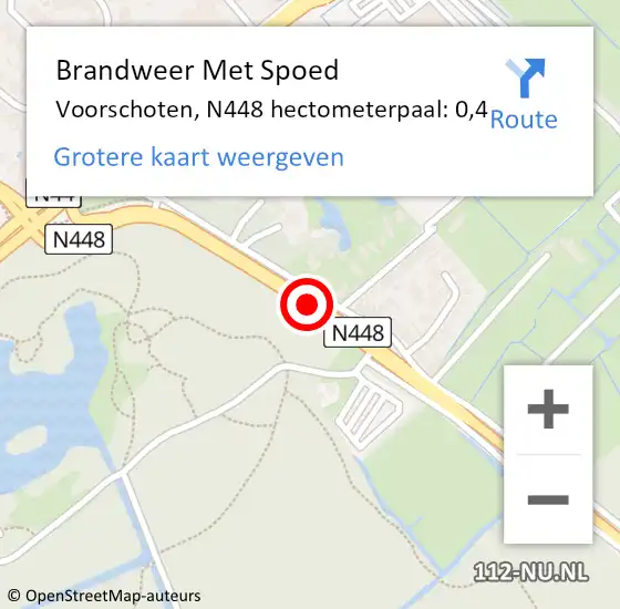 Locatie op kaart van de 112 melding: Brandweer Met Spoed Naar Voorschoten, N448 hectometerpaal: 0,4 op 31 januari 2022 13:32