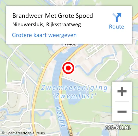 Locatie op kaart van de 112 melding: Brandweer Met Grote Spoed Naar Nieuwersluis, Rijksstraatweg op 31 januari 2022 13:34