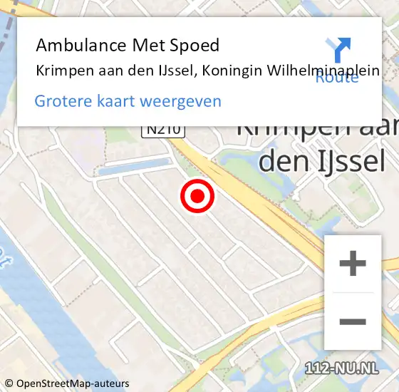 Locatie op kaart van de 112 melding: Ambulance Met Spoed Naar Krimpen aan den IJssel, Koningin Wilhelminaplein op 31 januari 2022 13:45