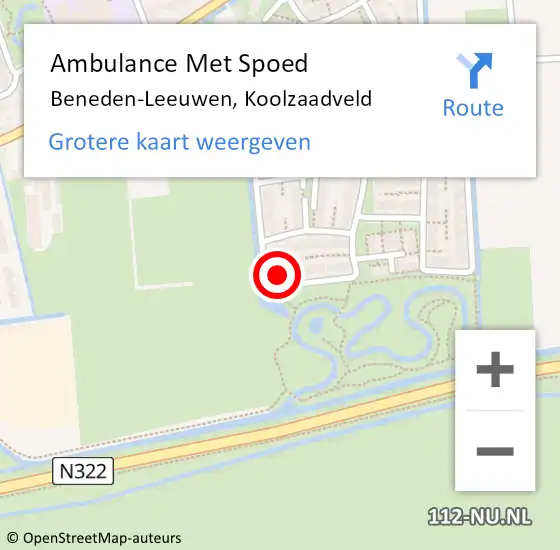 Locatie op kaart van de 112 melding: Ambulance Met Spoed Naar Beneden-Leeuwen, Koolzaadveld op 31 januari 2022 13:46