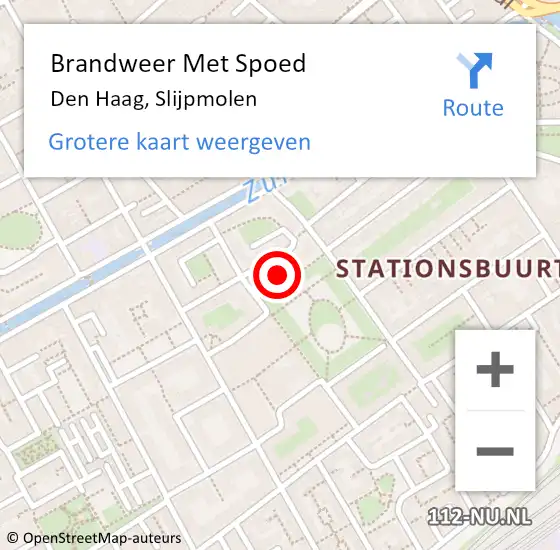 Locatie op kaart van de 112 melding: Brandweer Met Spoed Naar Den Haag, Slijpmolen op 31 januari 2022 13:54