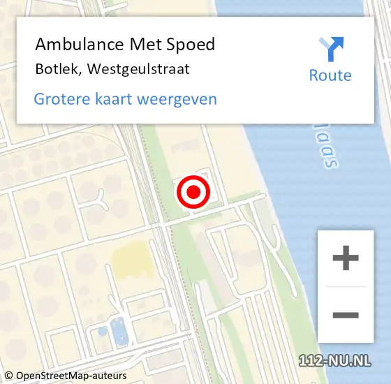 Locatie op kaart van de 112 melding: Ambulance Met Spoed Naar Botlek, Westgeulstraat op 31 januari 2022 13:54