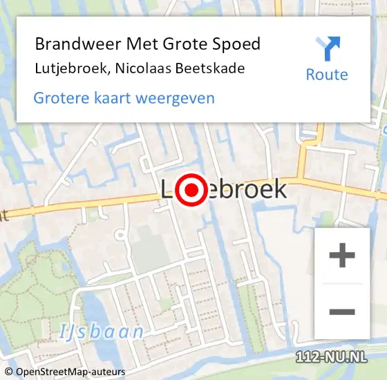 Locatie op kaart van de 112 melding: Brandweer Met Grote Spoed Naar Lutjebroek, Nicolaas Beetskade op 6 juli 2014 23:54