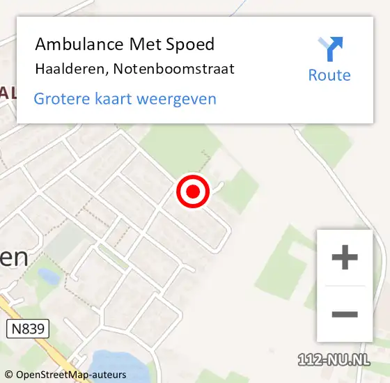 Locatie op kaart van de 112 melding: Ambulance Met Spoed Naar Haalderen, Notenboomstraat op 31 januari 2022 14:02