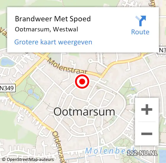 Locatie op kaart van de 112 melding: Brandweer Met Spoed Naar Ootmarsum, Westwal op 31 januari 2022 14:05