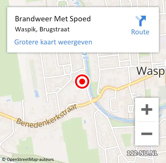 Locatie op kaart van de 112 melding: Brandweer Met Spoed Naar Waspik, Brugstraat op 31 januari 2022 14:07