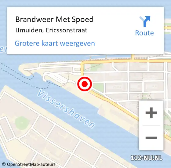 Locatie op kaart van de 112 melding: Brandweer Met Spoed Naar IJmuiden, Ericssonstraat op 31 januari 2022 14:14