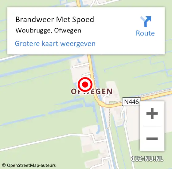 Locatie op kaart van de 112 melding: Brandweer Met Spoed Naar Woubrugge, Ofwegen op 31 januari 2022 14:36