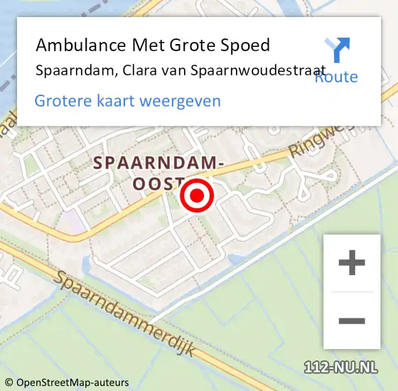 Locatie op kaart van de 112 melding: Ambulance Met Grote Spoed Naar Spaarndam, Clara van Spaarnwoudestraat op 31 januari 2022 14:44