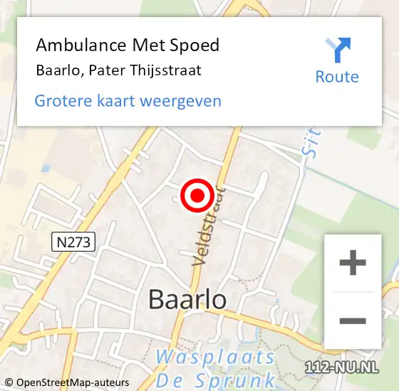 Locatie op kaart van de 112 melding: Ambulance Met Spoed Naar Baarlo, Pater Thijsstraat op 7 juli 2014 00:17