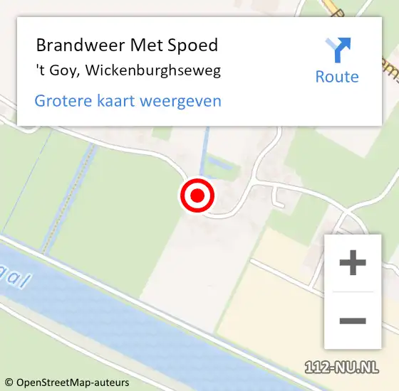 Locatie op kaart van de 112 melding: Brandweer Met Spoed Naar 't Goy, Wickenburghseweg op 31 januari 2022 14:48