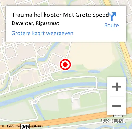 Locatie op kaart van de 112 melding: Trauma helikopter Met Grote Spoed Naar Deventer, Rigastraat op 31 januari 2022 15:01