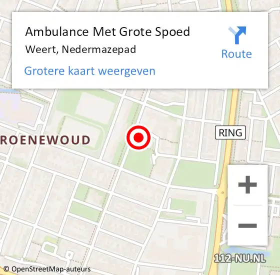 Locatie op kaart van de 112 melding: Ambulance Met Grote Spoed Naar Weert, Nedermazepad op 31 januari 2022 15:05