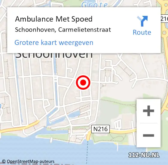 Locatie op kaart van de 112 melding: Ambulance Met Spoed Naar Schoonhoven, Carmelietenstraat op 31 januari 2022 15:10