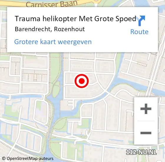 Locatie op kaart van de 112 melding: Trauma helikopter Met Grote Spoed Naar Barendrecht, Rozenhout op 31 januari 2022 15:14