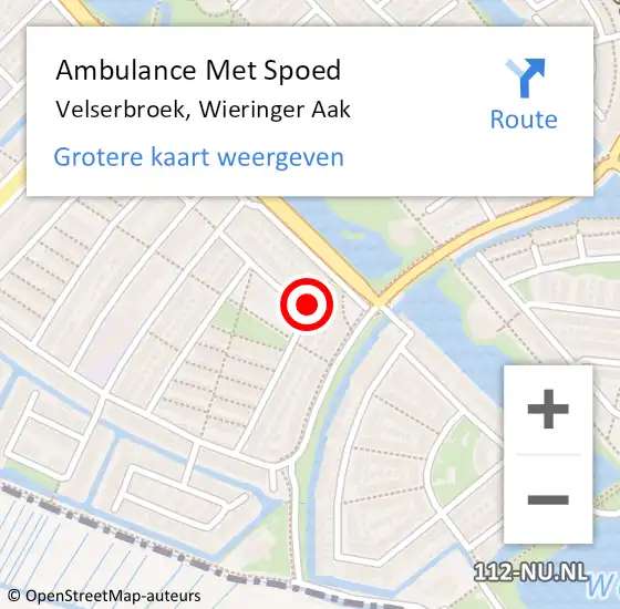 Locatie op kaart van de 112 melding: Ambulance Met Spoed Naar Velserbroek, Wieringer Aak op 31 januari 2022 15:23