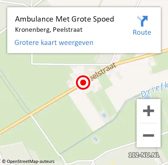 Locatie op kaart van de 112 melding: Ambulance Met Grote Spoed Naar Kronenberg, Peelstraat op 7 juli 2014 00:35