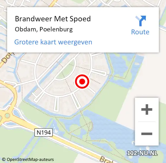 Locatie op kaart van de 112 melding: Brandweer Met Spoed Naar Obdam, Poelenburg op 31 januari 2022 15:33