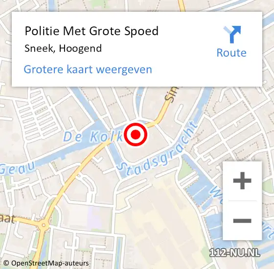 Locatie op kaart van de 112 melding: Politie Met Grote Spoed Naar Sneek, Hoogend op 31 januari 2022 15:44