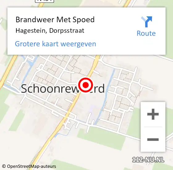 Locatie op kaart van de 112 melding: Brandweer Met Spoed Naar Hagestein, Dorpsstraat op 31 januari 2022 15:50