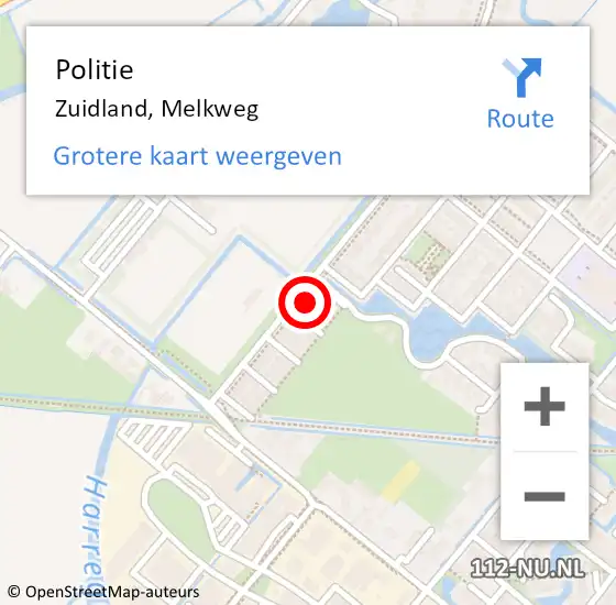 Locatie op kaart van de 112 melding: Politie Zuidland, Melkweg op 31 januari 2022 15:58