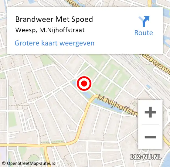 Locatie op kaart van de 112 melding: Brandweer Met Spoed Naar Weesp, M.Nijhoffstraat op 31 januari 2022 16:18