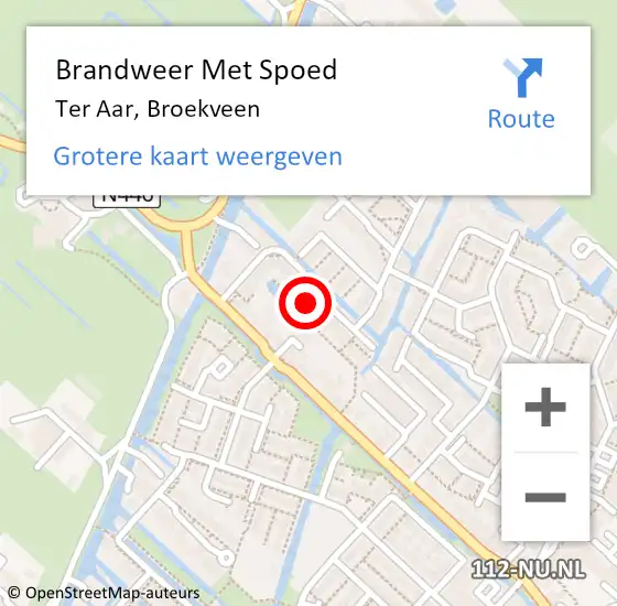 Locatie op kaart van de 112 melding: Brandweer Met Spoed Naar Ter Aar, Broekveen op 31 januari 2022 16:30