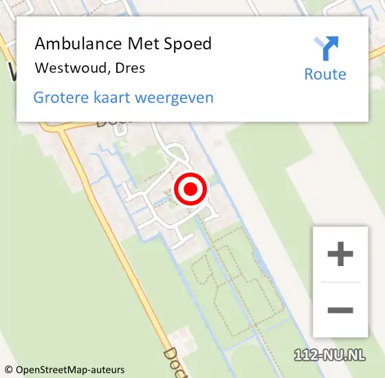 Locatie op kaart van de 112 melding: Ambulance Met Spoed Naar Westwoud, Dres op 31 januari 2022 16:35