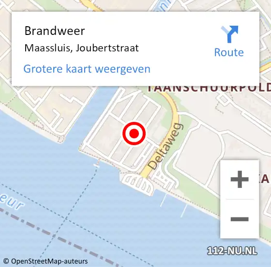 Locatie op kaart van de 112 melding: Brandweer Maassluis, Joubertstraat op 31 januari 2022 16:38