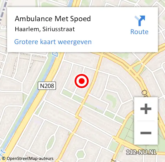 Locatie op kaart van de 112 melding: Ambulance Met Spoed Naar Haarlem, Siriusstraat op 31 januari 2022 16:41