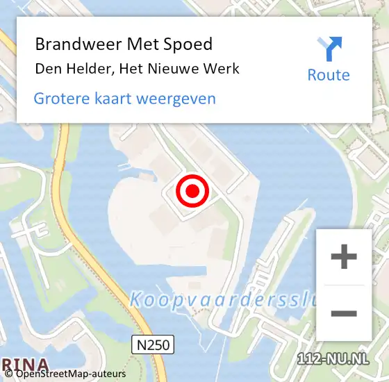 Locatie op kaart van de 112 melding: Brandweer Met Spoed Naar Den Helder, Het Nieuwe Werk op 31 januari 2022 16:42