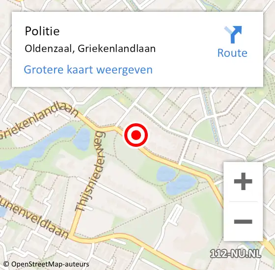 Locatie op kaart van de 112 melding: Politie Oldenzaal, Griekenlandlaan op 31 januari 2022 16:50