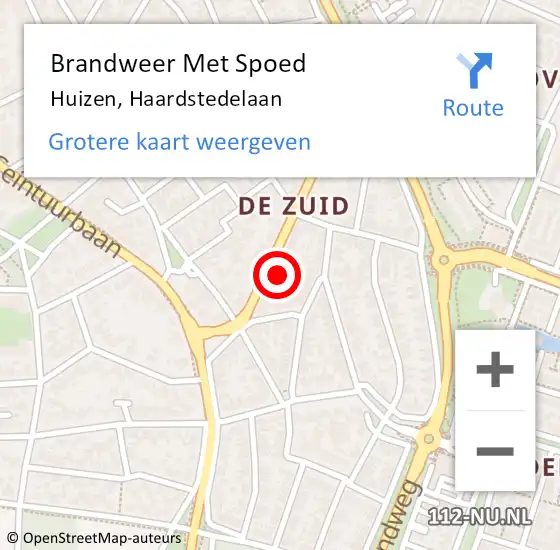 Locatie op kaart van de 112 melding: Brandweer Met Spoed Naar Huizen, Haardstedelaan op 31 januari 2022 16:53