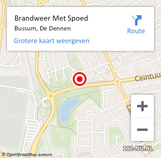 Locatie op kaart van de 112 melding: Brandweer Met Spoed Naar Bussum, De Dennen op 31 januari 2022 16:55