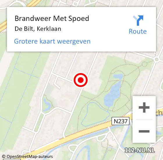 Locatie op kaart van de 112 melding: Brandweer Met Spoed Naar De Bilt, Kerklaan op 31 januari 2022 17:01