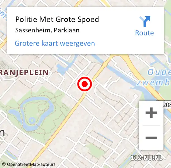 Locatie op kaart van de 112 melding: Politie Met Grote Spoed Naar Sassenheim, Parklaan op 31 januari 2022 17:16