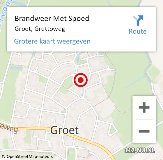 Locatie op kaart van de 112 melding: Brandweer Met Spoed Naar Groet, Gruttoweg op 31 januari 2022 17:33